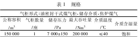 <a href='/html/7918531053.html' target='_blank'>焦炉<a href='/html/2104393258.html' target='_blank'>煤气柜</a></a>结构参数