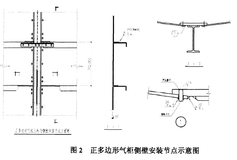 正多边形气柜侧壁安装节点示意图